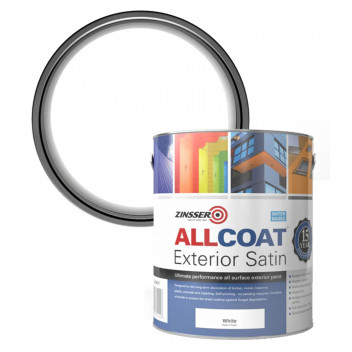 Zinsser AllCoat Exterior Water-Based multi surface paint Satin White 2.5L