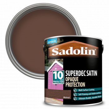 Sadolin Superdec Satin - Opaque Exterior Wood Finish With 10 Year Protection - Walnut – 2.5L