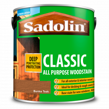 Sadolin Classic All Purpose Woodstain – Weatherproof Interior and Exterior Wood Stain - Burma Teak -