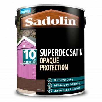 Sadolin Superdec Satin - Opaque Exterior Wood Finish With 10 Year Protection - Walnut - 5L