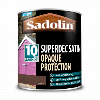 Sadolin Superdec Satin - Opaque Exterior Wood Finish With 10 Year Protection - Walnut - 1L