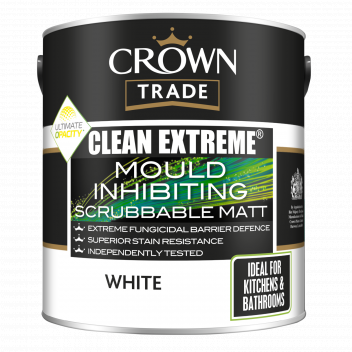 2.5L Crown Trade Clean Extreme Mould Inhibiting Scrubbable Matt White