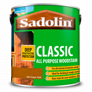 Sadolin Classic All Purpose Woodstain – Weatherproof Interior and Exterior Wood Stain - Heritage Oak