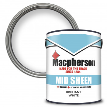 Macpherson Mid Sheen – Washable Mid-Sheen Paint for Interior Walls and Ceilings - Brilliant White – 