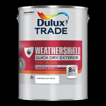 Dulux Trade Weathershield Quick Dry Exterior High Gloss Pure Brilliant White 1L