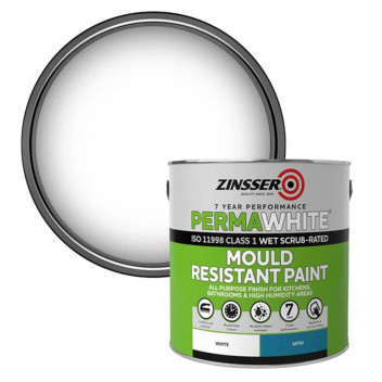 Zinsser Permawhite Interior Mould Resistant Paint Satin White 2.5L