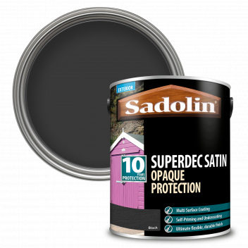 Sadolin Superdec Satin - Opaque Exterior Wood Finish With 10 Year Protection - Black – 5L