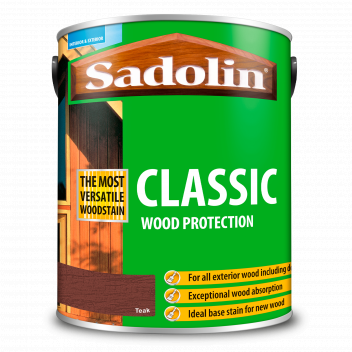 Sadolin Classic All Purpose Woodstain – Weatherproof Interior and Exterior Wood Stain - Teak - 5L