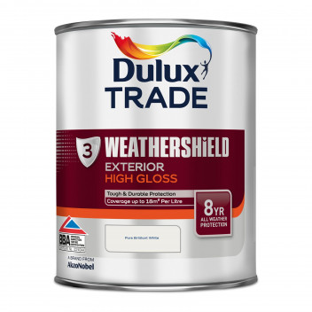 Dulux Trade Weathershield Exterior High Gloss Pure Brilliant White 1L