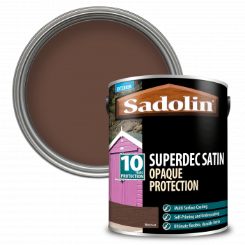 Sadolin Superdec Satin - Opaque Exterior Wood Finish With 10 Year Protection - Walnut - 5L
