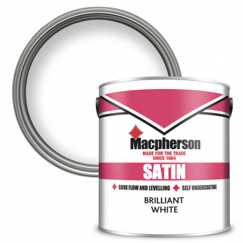 Macpherson Satin Finish – Tough Washable Paint for Interior Wood and Metal - Brilliant White – 2.5L