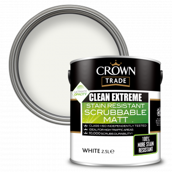 2.5L Crown Trade Clean Extreme Stain Resistant Scrubbable Matt White
