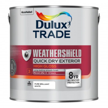Dulux Trade Weathershield Quick Dry Exterior High Gloss Pure Brilliant White 5L