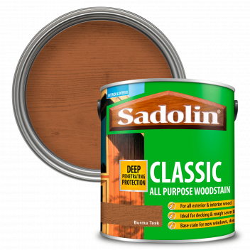Sadolin Classic All Purpose Woodstain – Weatherproof Interior and Exterior Wood Stain - Burma Teak -