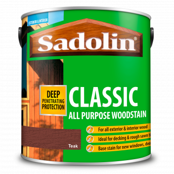 Sadolin Classic All Purpose Woodstain – Weatherproof Interior and Exterior Wood Stain - Teak - 2.5L