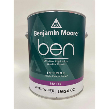 3.78L Benjamin Moore Ben Matte - Super White (US Gallon)