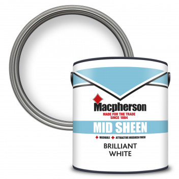 Macpherson Mid Sheen – Washable Mid-Sheen Paint for Interior Walls and Ceilings - Brilliant White – 
