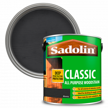 Sadolin Classic All Purpose Woodstain – Weatherproof Interior and Exterior Wood Stain - Ebony - 2.5L
