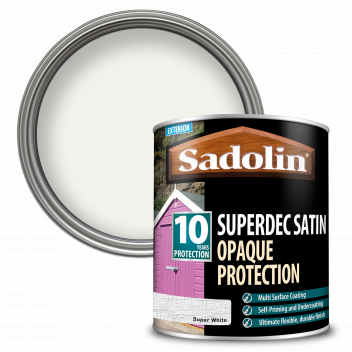 Sadolin Superdec Satin - Opaque Exterior Wood Finish With 10 Year Protection - Super White 1L