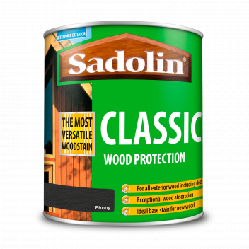 Sadolin Classic All Purpose Woodstain – Weatherproof Interior and Exterior Wood Stain - Ebony - 1L