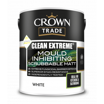 5L Crown Trade Clean Extreme Mould Inhibiting Scrubbable Matt White