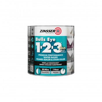 Zinsser Bullseye 1-2-3 Plus Water-Based Cationic Primer-Sealer White 2.5L