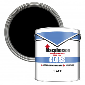 Macpherson Gloss – Hardwearing High-Sheen Gloss Paint for Interior Wood and Metal - Black – 2.5L