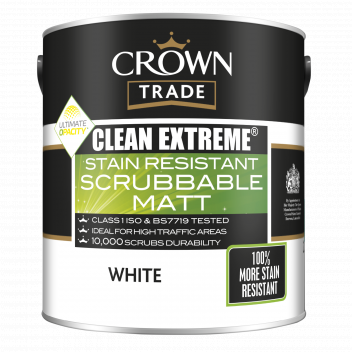 2.5L Crown Trade Clean Extreme Stain Resistant Scrubbable Matt White