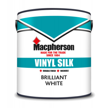 Macpherson Vinyl Silk – Tough and Washable Silk Paint for Interior Walls and Ceilings - Brilliant Wh