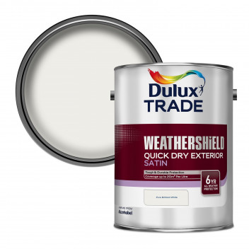 Dulux Trade Weathershield Quick Dry Exterior Satin Pure Brilliant White 5L