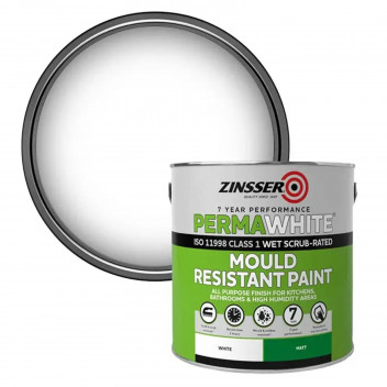 Zinsser Permawhite Interior Mould Resistant Paint Matt White 2.5L