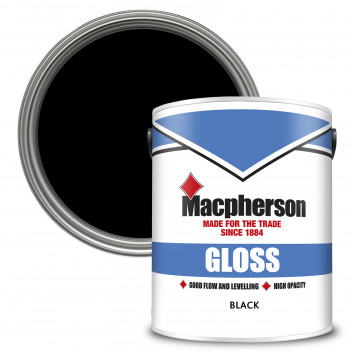 Macpherson Gloss – Hardwearing High-Sheen Gloss Paint for Interior Wood and Metal - Black – 5L