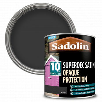 Sadolin Superdec Satin - Opaque Exterior Wood Finish With 10 Year Protection - Black - 1L