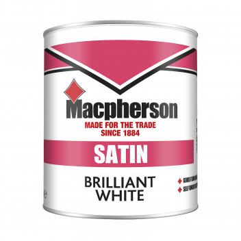 Macpherson Satin Finish – Tough Washable Paint for Interior Wood and Metal - Brilliant White – 1L