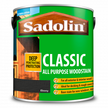 Sadolin Classic All Purpose Woodstain – Weatherproof Interior and Exterior Wood Stain - Ebony - 2.5L