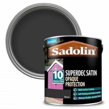 Sadolin Superdec Satin - Opaque Exterior Wood Finish With 10 Year Protection - Black – 2.5L