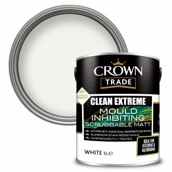 5L Crown Trade Clean Extreme Mould Inhibiting Scrubbable Matt White