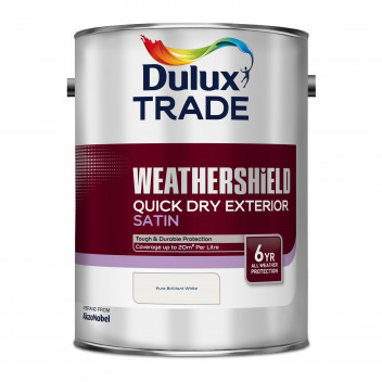 Dulux Trade Weathershield Quick Dry Exterior Satin Pure Brilliant White 5L
