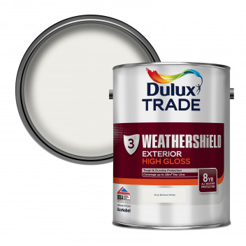 Dulux Trade Weathershield Exterior High Gloss Pure Brilliant White 5L