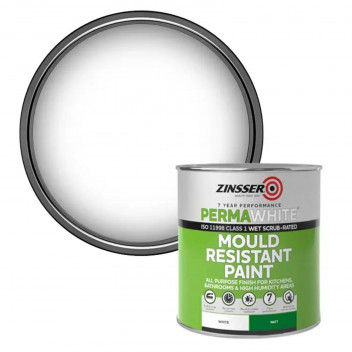 Zinsser Permawhite Interior Mould Resistant Paint Matt White 1L