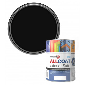 Zinsser AllCoat Exterior Water-Based multi surface paint Satin Black 1L