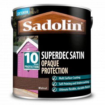 Sadolin Superdec Satin - Opaque Exterior Wood Finish With 10 Year Protection - Walnut – 2.5L