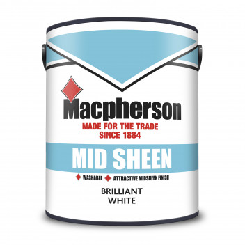 Macpherson Mid Sheen – Washable Mid-Sheen Paint for Interior Walls and Ceilings - Brilliant White – 