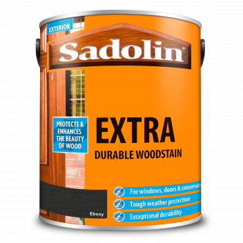 Sadolin Extra Durable Woodstain – Weatherproof Exterior Wood Stain for Ultimate Protection - Ebony– 